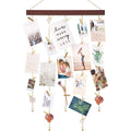 Mkono Hanging Photo Display Pictures Holders with 25 Wood Clips Teen Girl Room Decor Holiday Greeting Card Display Boho Gift for