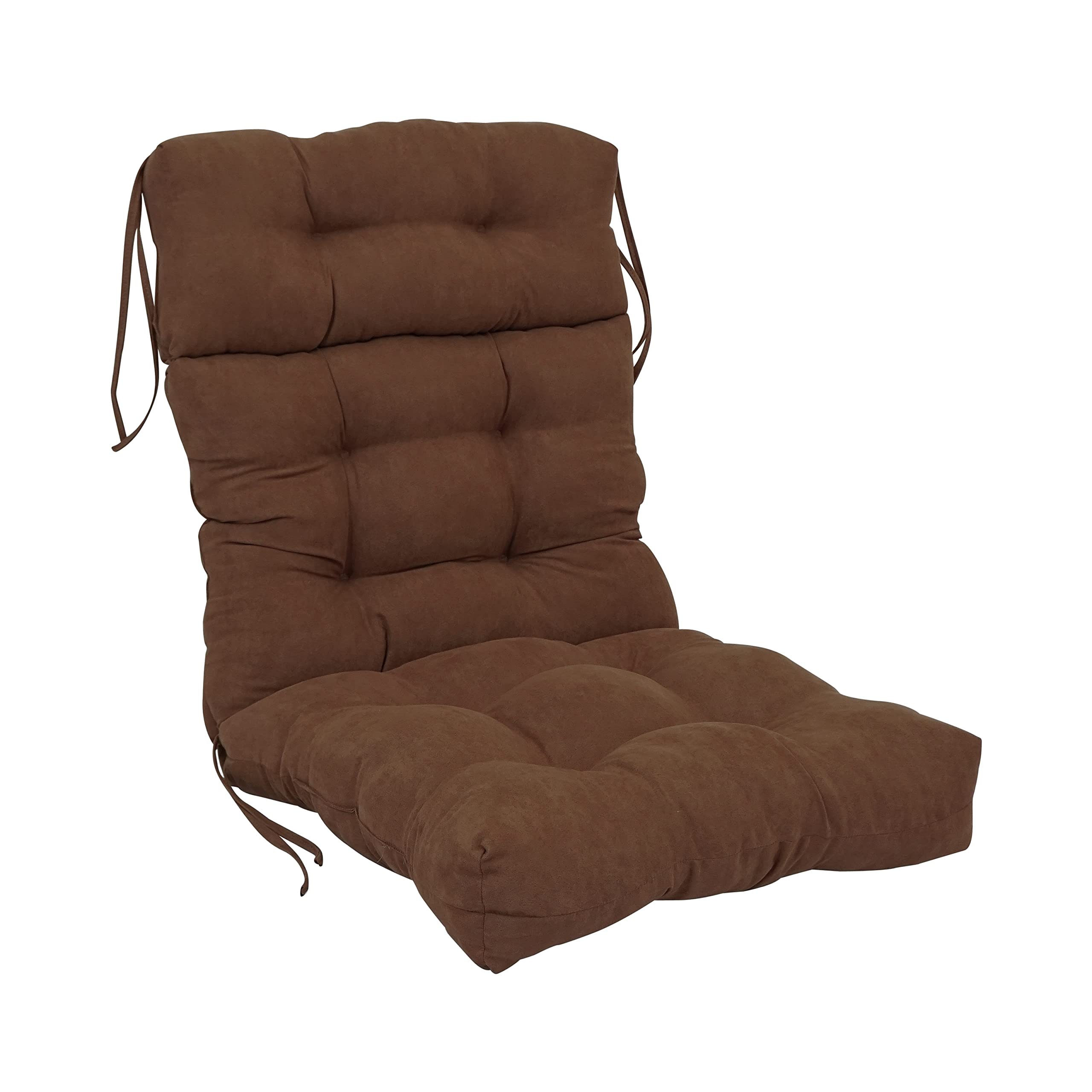 Blazing Needles 20 42-inch Microsuede Seat/Back Tufted Chair Cushion, 20 x 42, Chocolate
