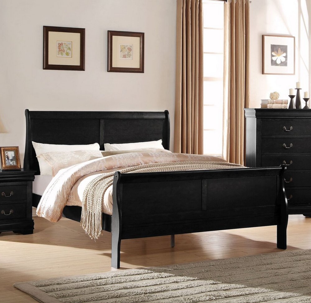Acme Louis Philippe Eastern King Bed in Black