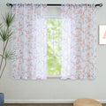 Linentalks Floral Coral Sheer Curtains 63 Inches Long 2 Panels Set, Cherry Flower Pattern Terracotta Sheer Curtain Drapes For Li