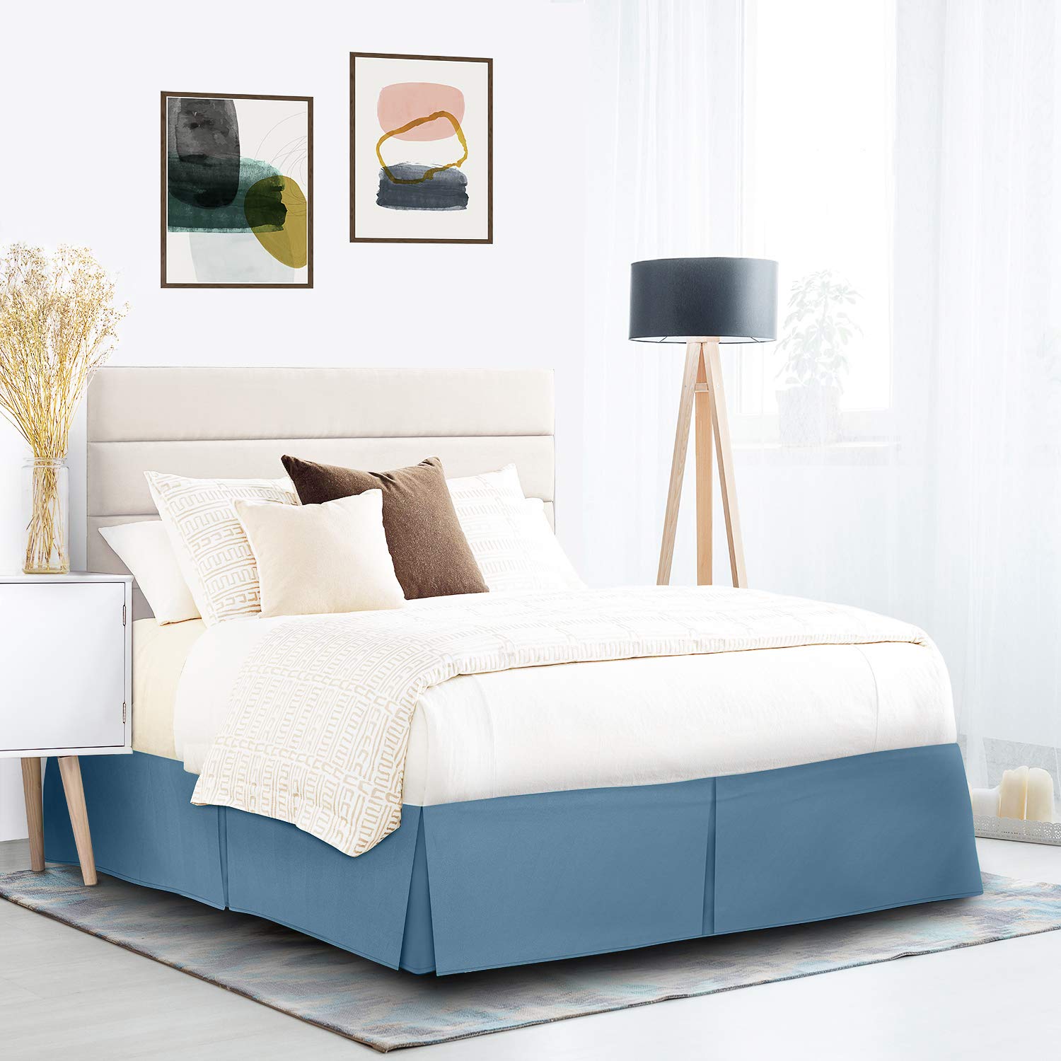 Nestl Blue Heaven Bed Skirt Queen Size - Queen Bed Skirt 14 Inch Drop - Brushed Microfiber Bed Skirts - Hotel Quality Pleated Be