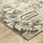 HomeRoots 508845 10 x 13 ft. Gray Ivory & Brown Oriental Power Loom Stain Resistant Rectangle Area Rug