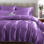 Treely Satin Bed Sheets 6 Piece,Hotel Luxury Silky Queen Sheet Set With Deep Pocket, Fitted Sheet - Purple Queen Size Satin Shee
