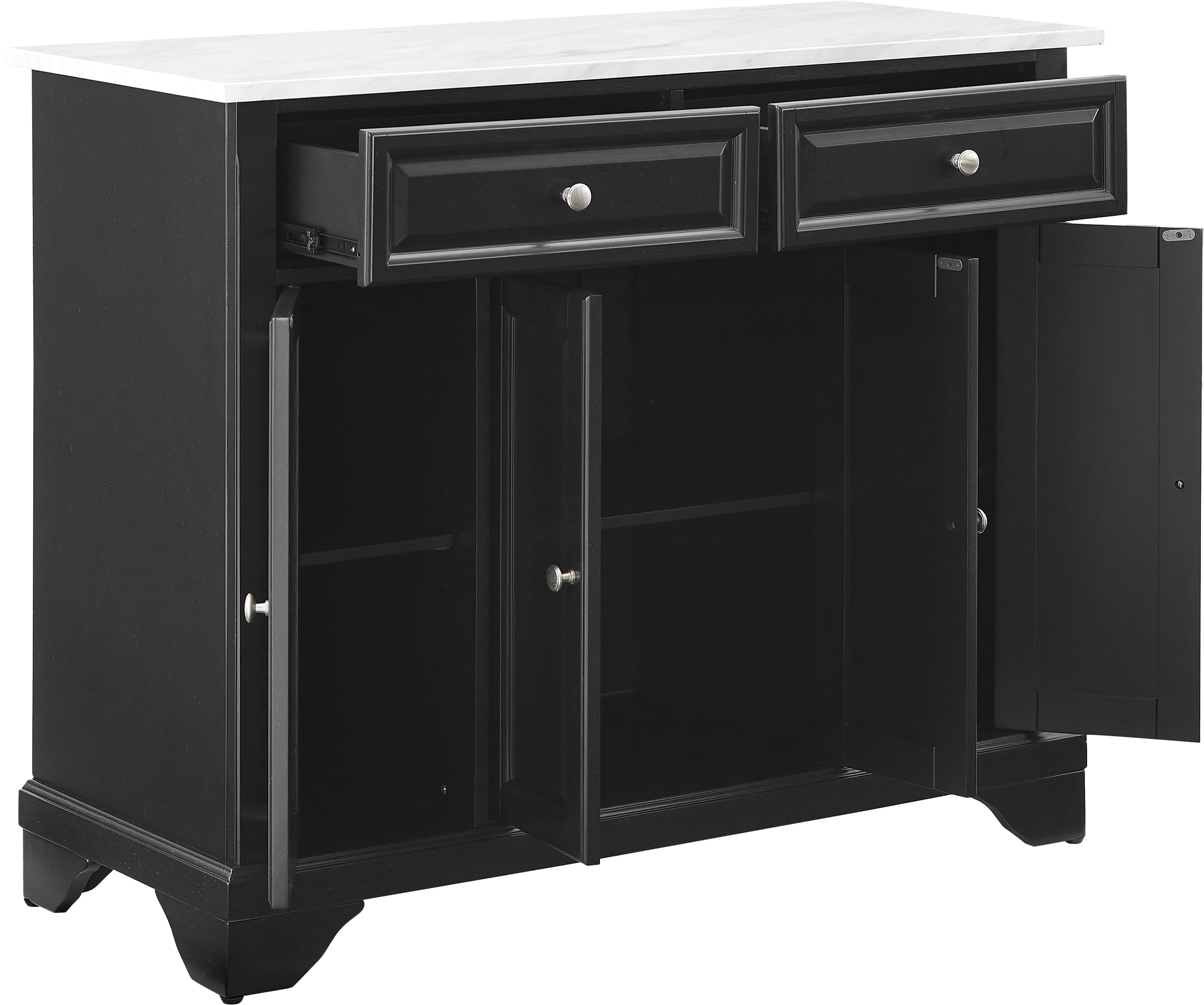 Crosley Furniture Avery Rolling Kitchen Island Storage Cart with Shelves, Microwave Stand, Coffee Bar, Distressed Black