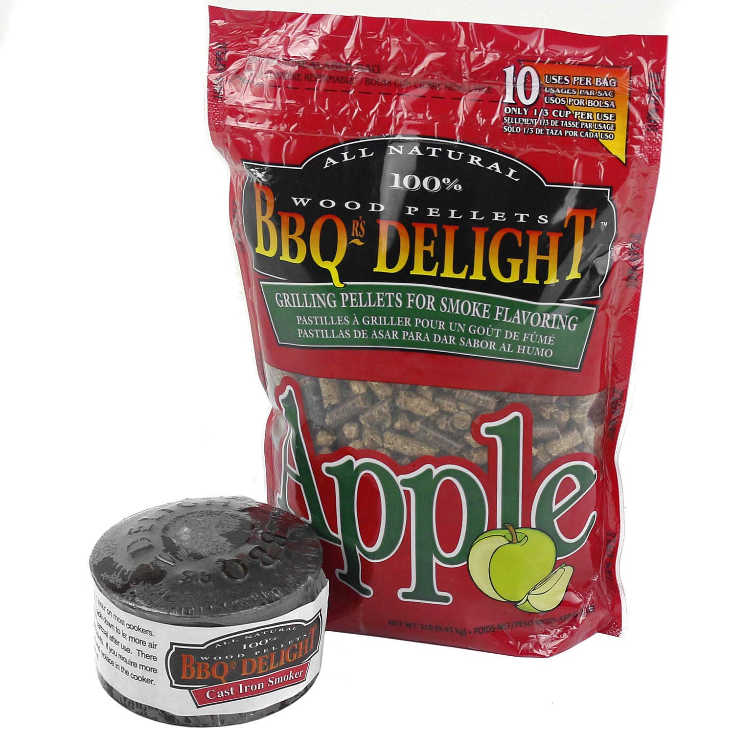 Bbqr'S Delight Cast Iron Smoker Pot Wood Pellet Smoke Bbq With 1Lb Apple Blend