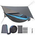 FIRINER Camping Hammock with Mosquito Net Rain Fly Heavy Duty Tree Strap Nylon Parachute Single Double Hammock Tent Waterproof R