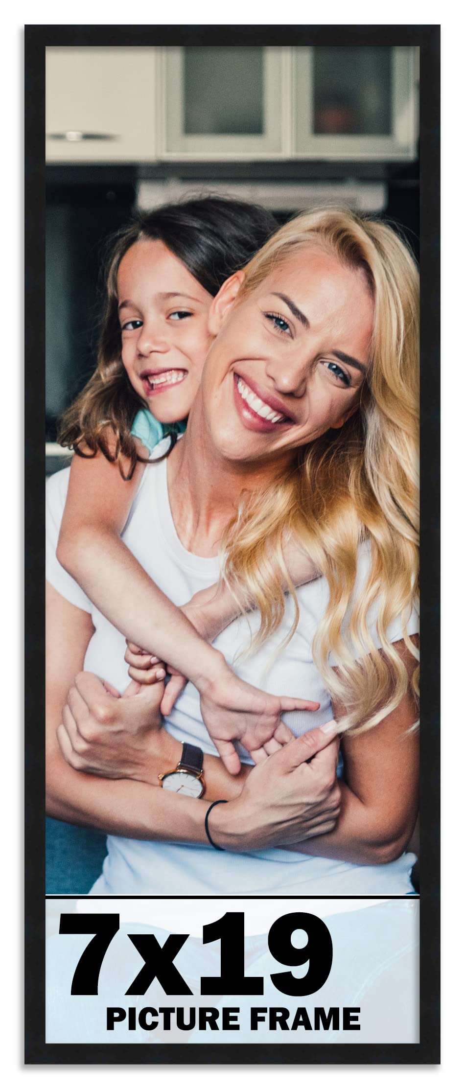 7x19 Frame Black Picture Frame - Complete Modern Photo Frame Includes UV Acrylic Shatter Guard Front, Acid Free Foam Backing Boa
