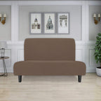 Easy-Going Stretch Futon Slipcover Armless Futon Bed Cover Furniture Protector Without Armrests With Elastic Bottom For Kids, Soft Jacquard Fabric Small Checks (Medium, Brown)