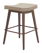 Zuo Divat Counter Stool Beige & Walnut