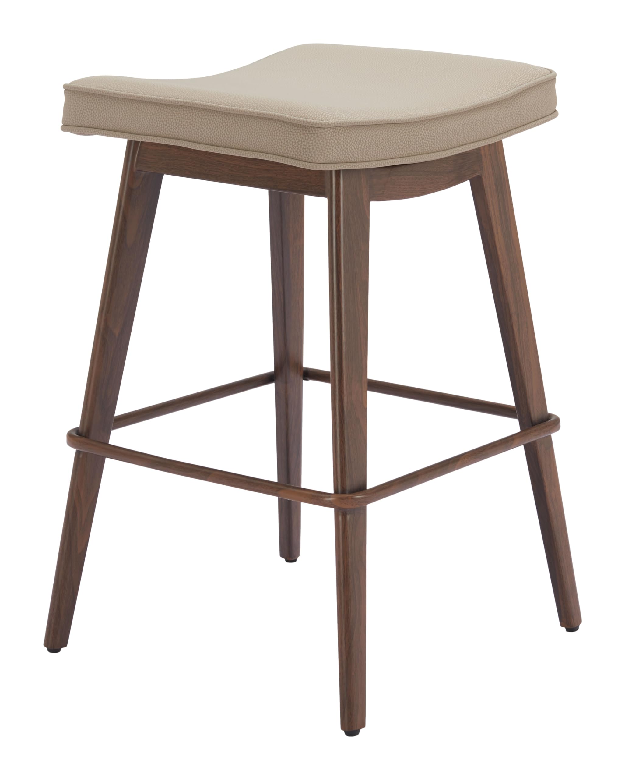 Zuo Divat Counter Stool Beige & Walnut