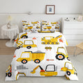 Cartoon Car Comforter Set Kids Construction Comforter for Boys Equipment Trucks Bedding Set Breathable Cartoon Yellow Car Excava