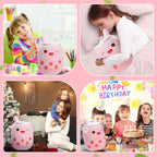 Athoinsu Pink Strawberry Tea Plush Pillow 20' Giant Kawaii Stuffed Bubble Animal Toy Birthday Christmas Holiday Valentines Gift