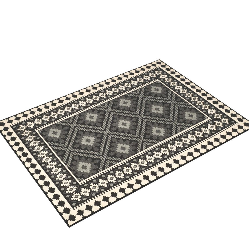 Safavieh Veranda Collection Area Rug - 6'7' X 9'6', Black & Creme, Boho Design, Non-Shedding & Easy Care, Indoor/Outdoor & Washable-Ideal For Patio, Backyard, Mudroom (Ver099-0421)