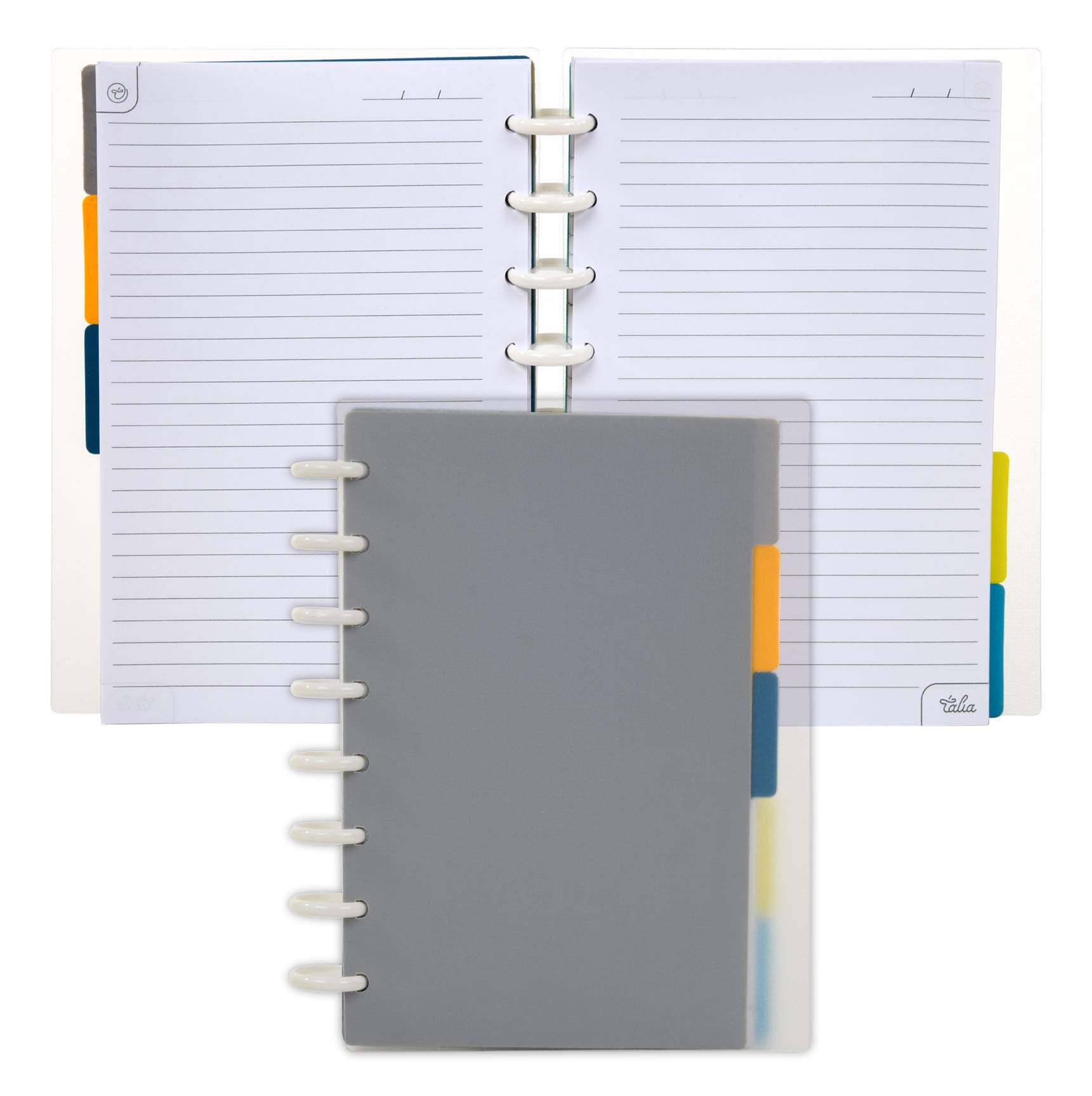 Talia Discbound Notebooks, Planner, Customizable, (Clear, Junior (5.5In X 8.5In))