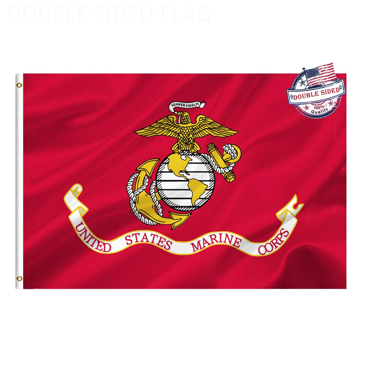 Mosprovie Marine Corps Flag 3X5 Outdoor Double Sided- Heavy Duty 3Ply Usmc Military Flag- U.S. Marine Corp Flags- Super Durable