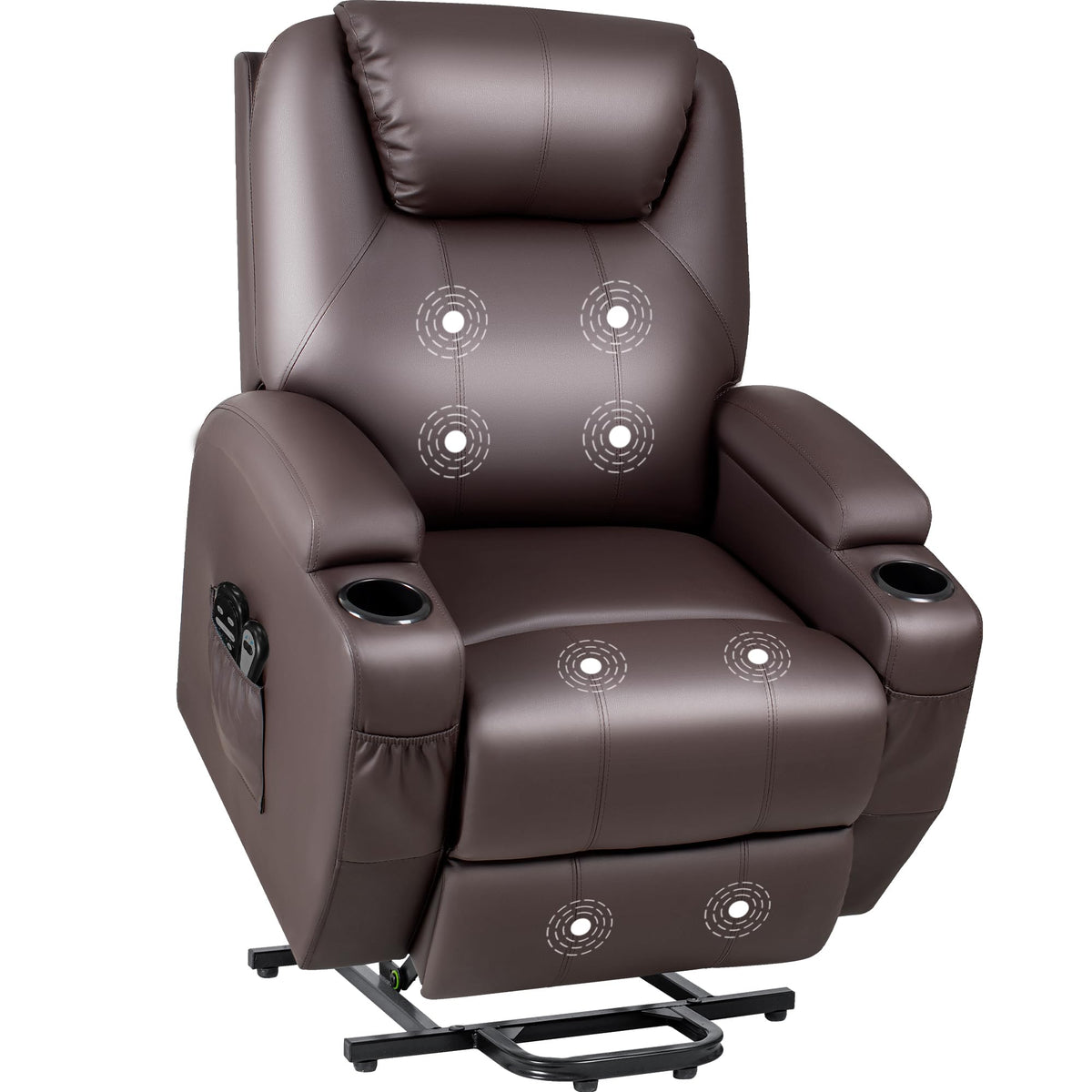 Jummico Power Lift Recliner Chair With Massage For Elderly Pu Leather Modern Reclining Sofa Chair With Cup Holders, Remote Contr