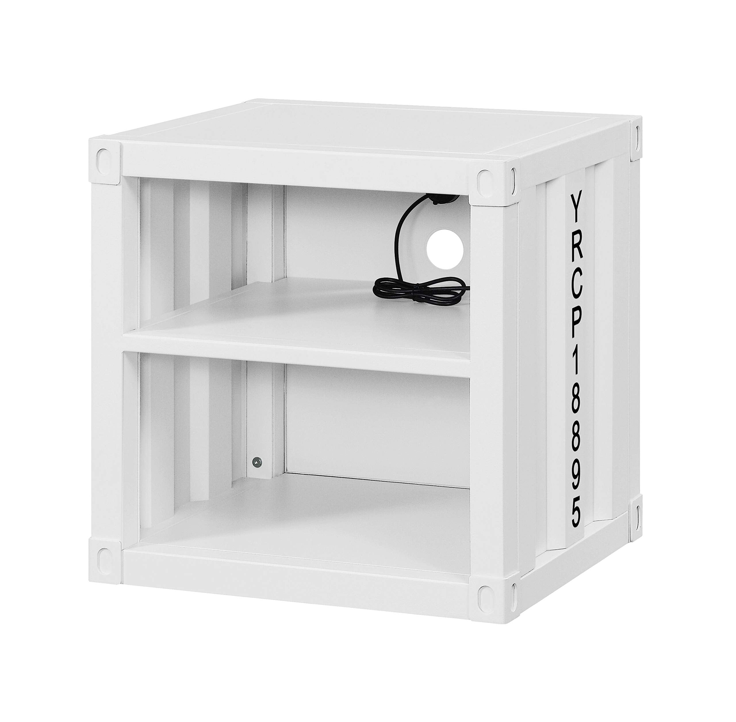 Acme Cargo Metal Frame Nightstand with 2 Compartments in White
