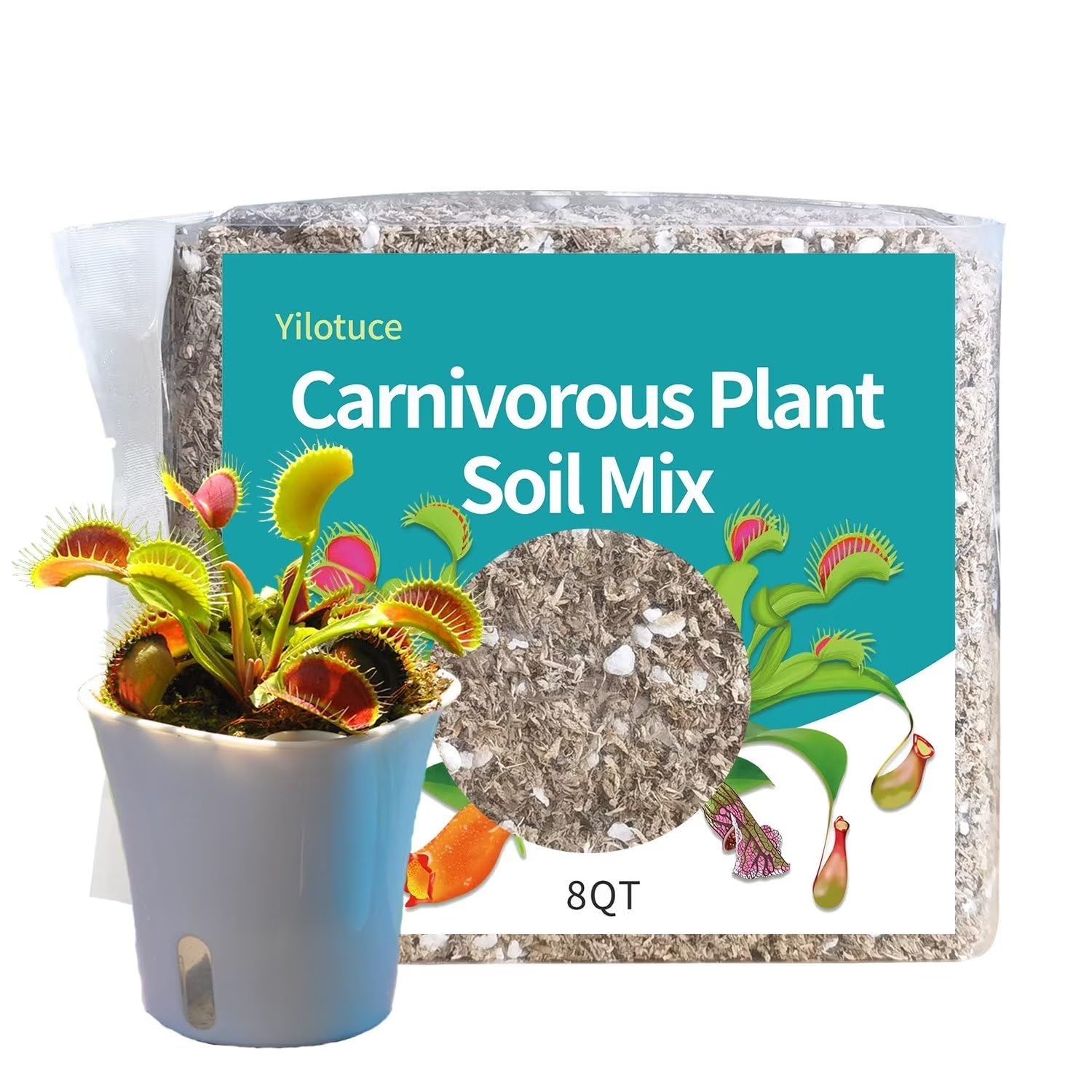 Yilotuce 8 Qts Carnivorous Plant Soil Mix, Great Potting Soil For Venus Fly Traps, Pitcher Plants, Sundews And Butterworts
