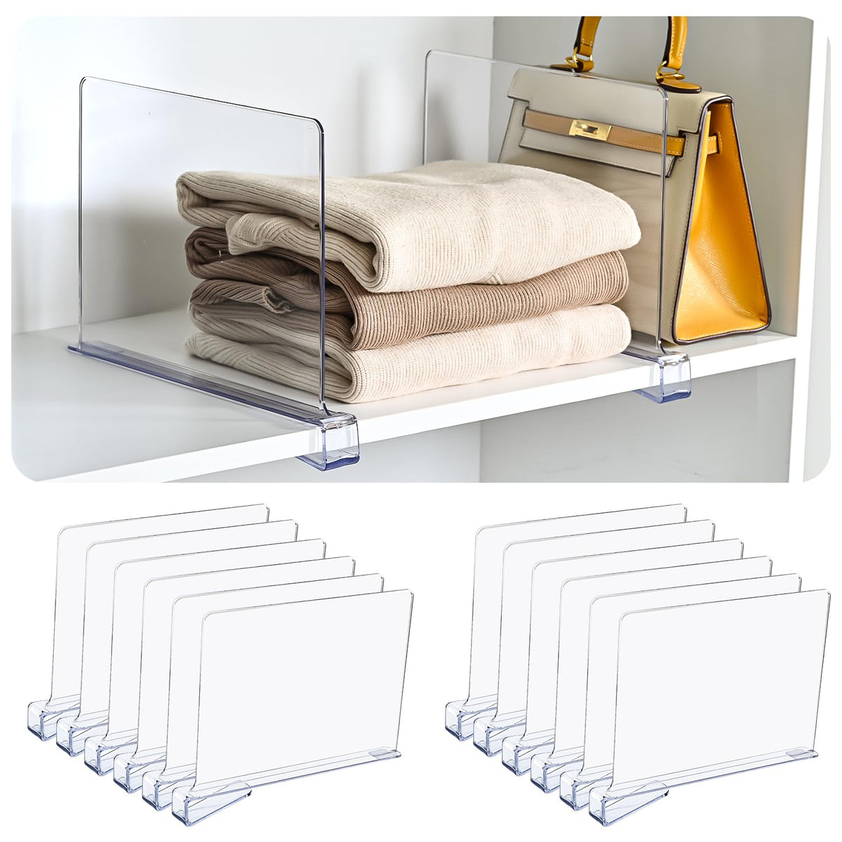 Uni HIMO Shelf Dividers,Vertical Purse Organizer for Closet,Thickened and Sturdy Shelf Organizer for Sweater, Shirts, Handbags,8