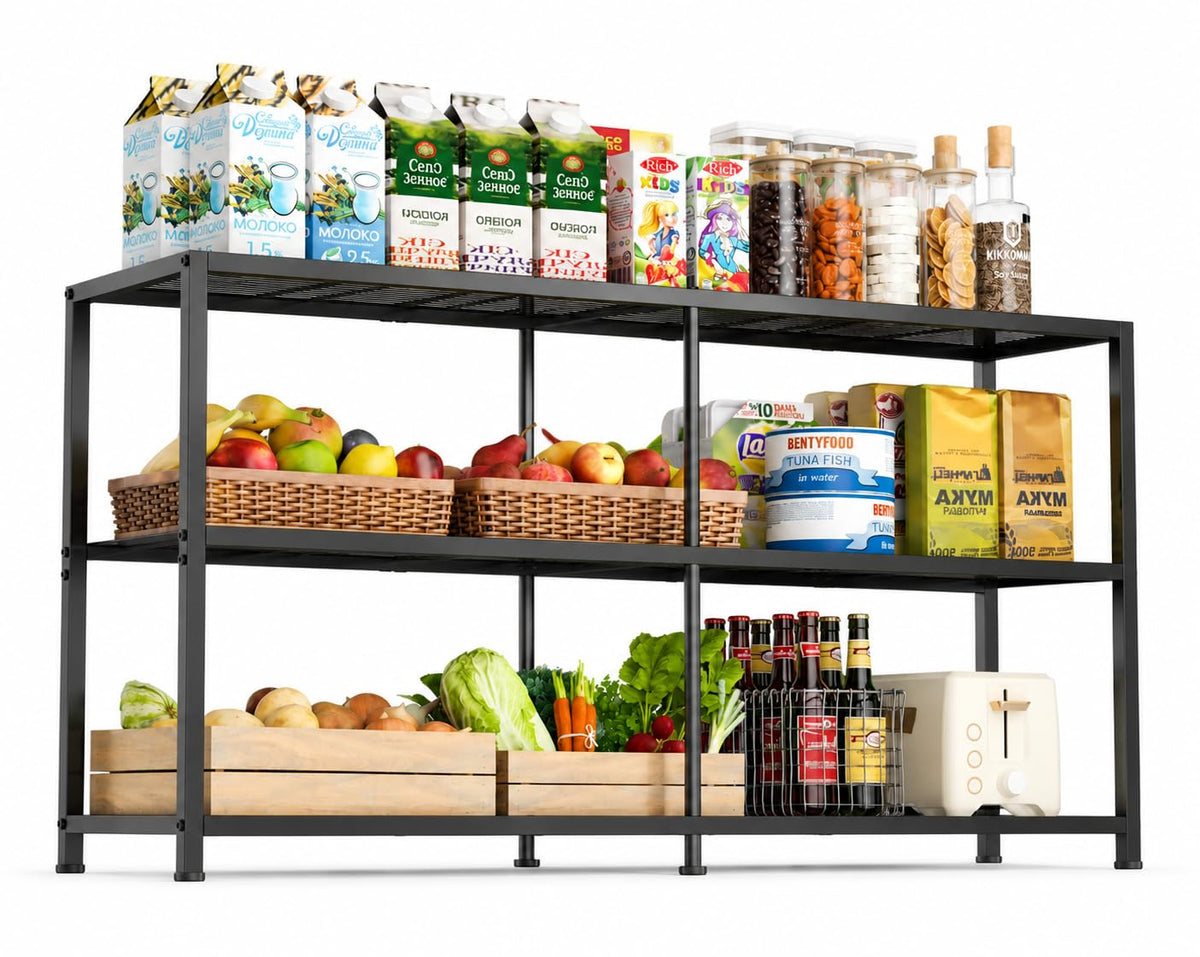 Yuyetuyo 3 Tier Wire Shelving Unit, 46 Inch Long Metal Storage Rack