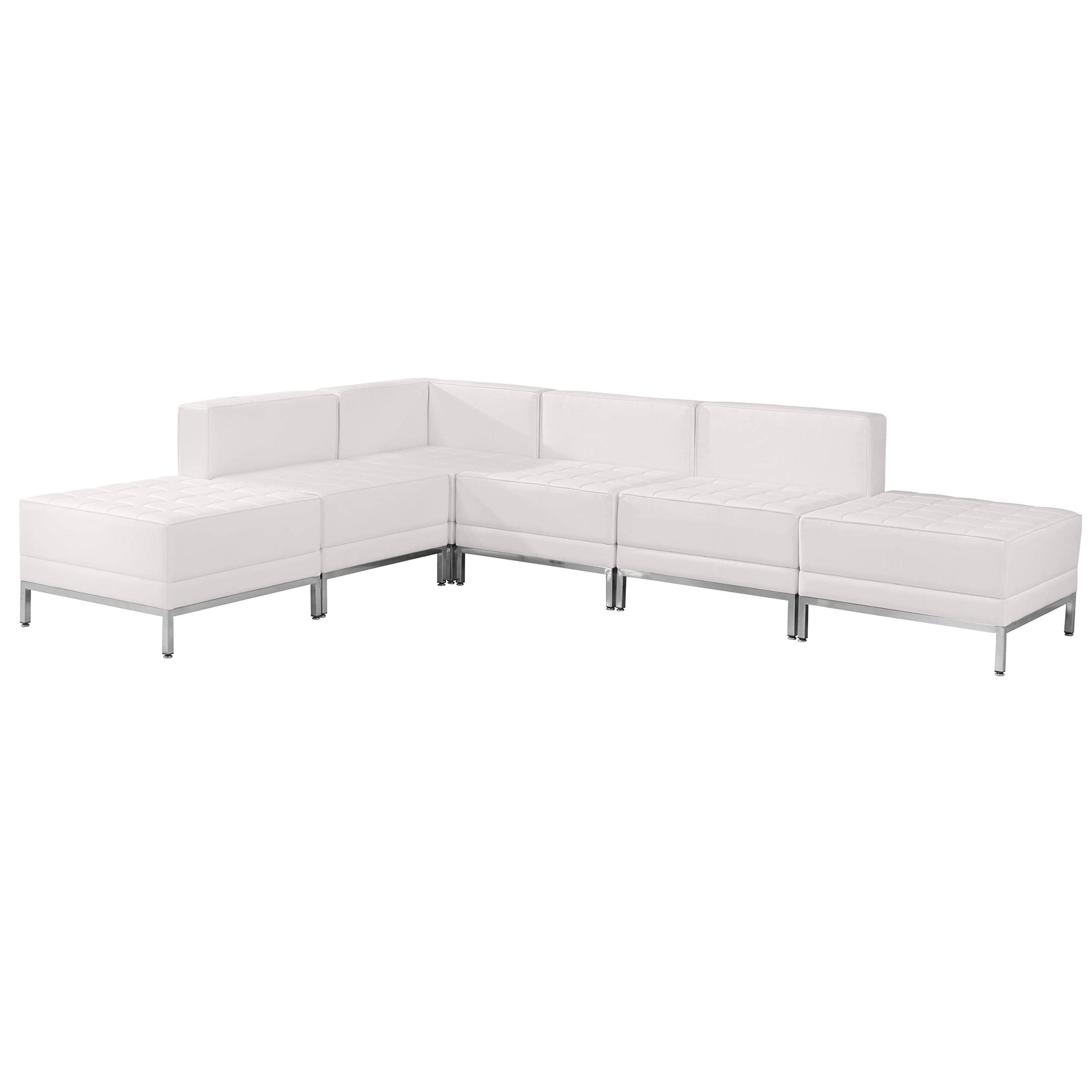 Flash Furniture Hercules Imagination Series White Leathersoft Sectional Configuration, 6 Pieces