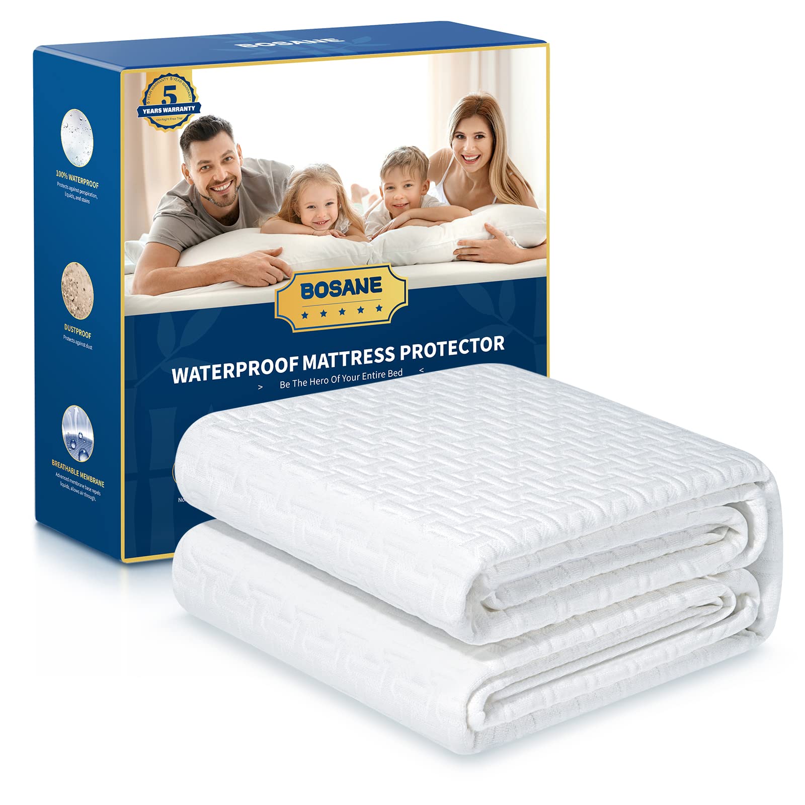 Premium 100% Waterproof King Mattress Protector Breathable Cooling 3D Air Fabric Cover Smooth Soft Hypoallergenic Noiseless Bed