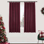 Shineland Wine Red Burgundy Curtains 63 Inch Length For Bedroom 2 Panels Winter Thermal Blackout Curtains For Kitchen