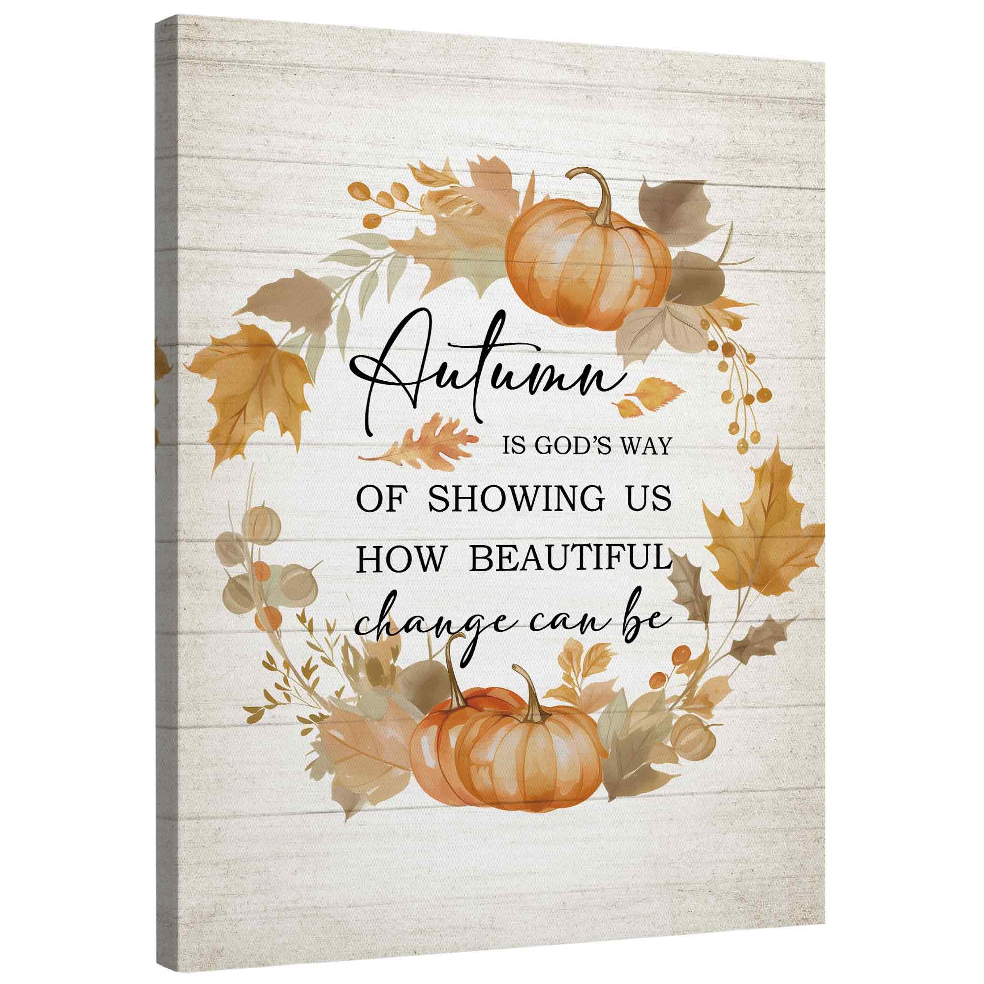 TLESKE Fall Christian Thanksgiving Pumpkins Wall Art Decor, Rustic Autumn Canvas Wall Art Prints for Farmhouse Living Room Bedro