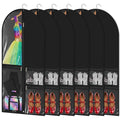 6pcs Dance Garment Bags, 40Inch Clear PVC Costumes Bags, Black, 20 X 40