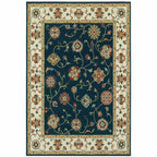 HomeRoots 509126 10 x 13 ft. Navy & Ivory Oriental Power Loom Stain Resistant Rectangle Area Rug