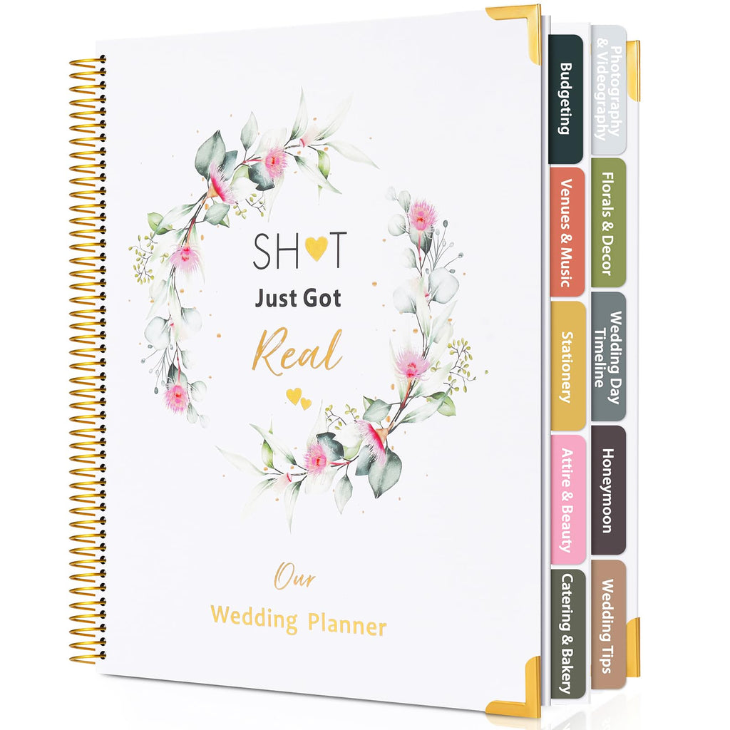 Wedding Planner Book And Organizer, 176 Pages Bridal Wedding Planning Book With Sticker Checklists And Calendars For Bride To Be