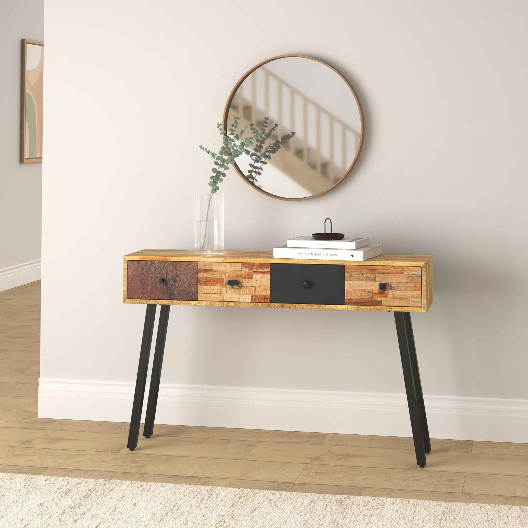 vidaXL Vintage Style Console Table with Drawers - Thumbnail 4