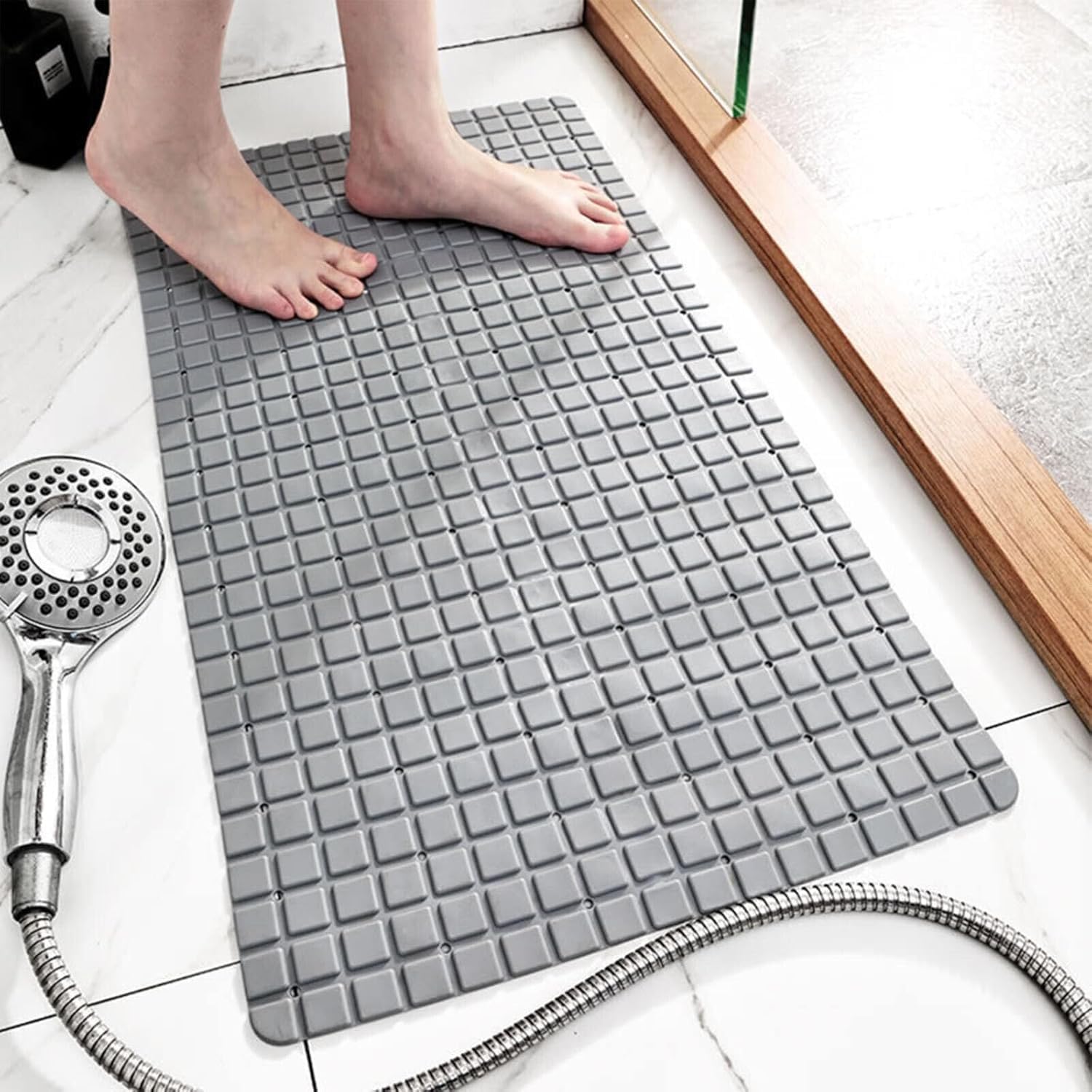GLOWICK NonSlip Shower Bath Mat with Suction Cup Healing & Exfoliation Bathroom Mats for Walk in Showers  40 x 70 CM (1Pcs)