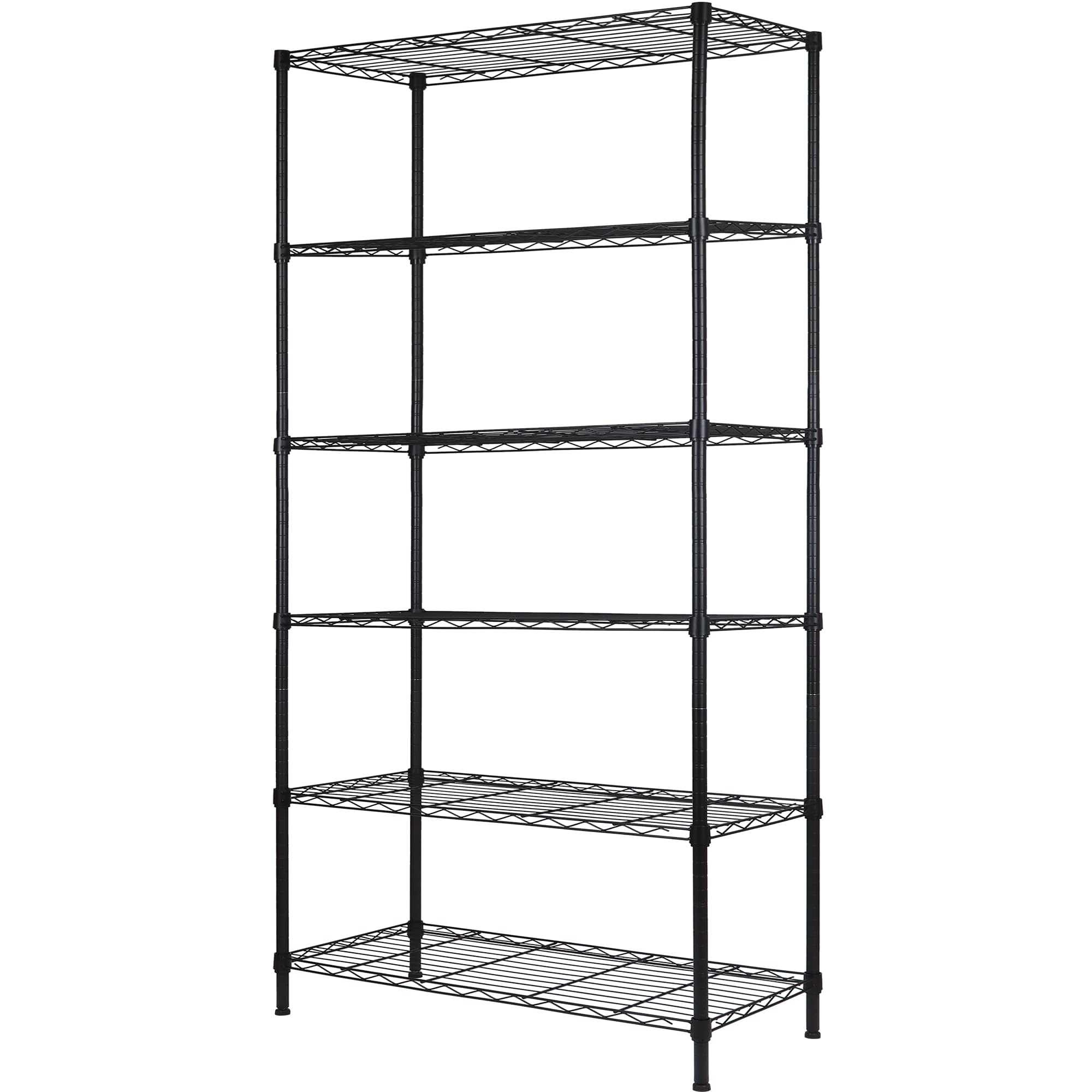Regiller 6-Wire Shelving Metal Storage Rack Adjustable Shelves,Standing Storage Shelf Units For Laundry Bathroom Kitchen Pantry Closet(Black,14.1' D X 30' W X 80' H)