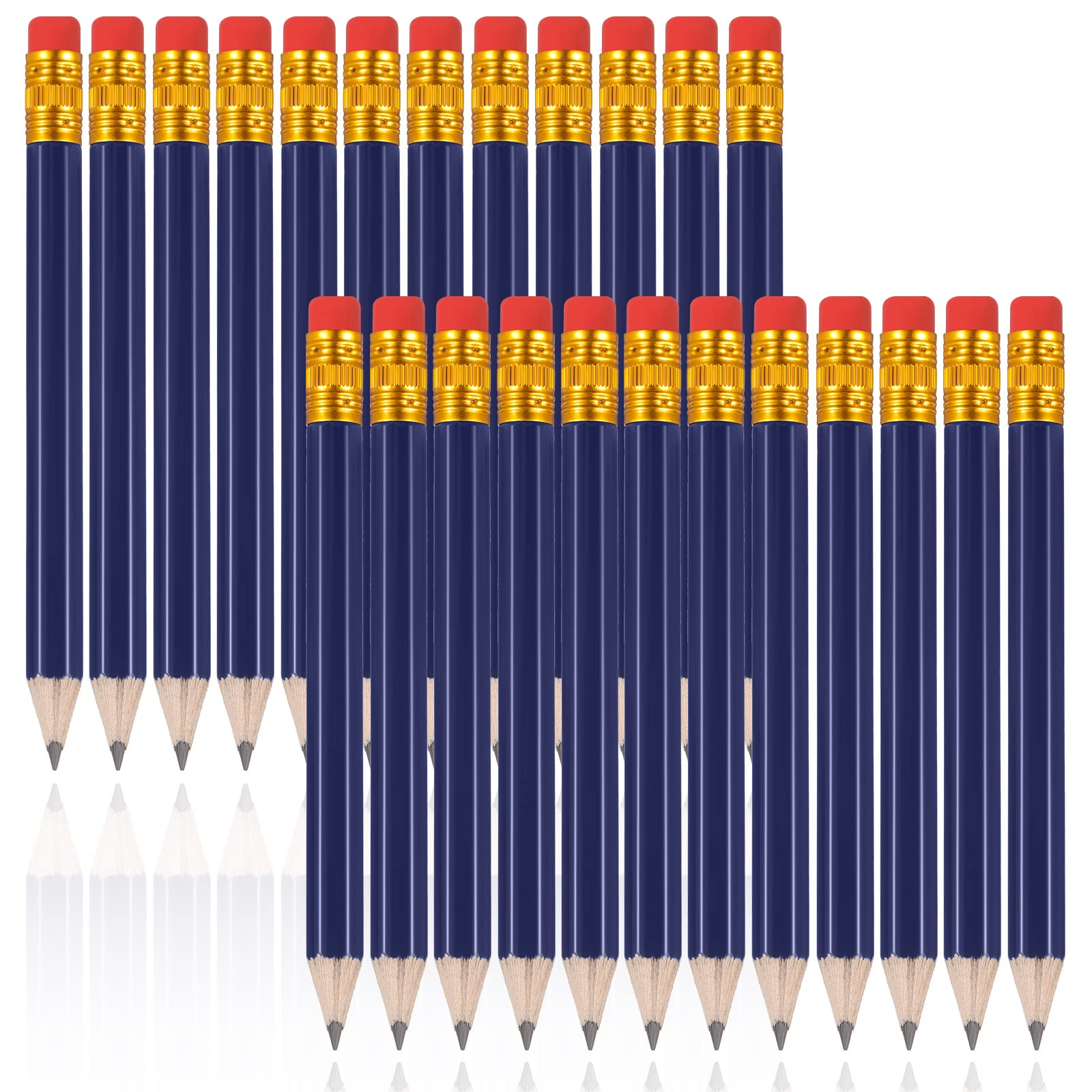 Zonon 24 Pcs Navy Blue Golf Pencils With Erasers Mini Small Pencil Baby Shower Favors Bulk Hexagon Wooden Sharpened Half Graphit