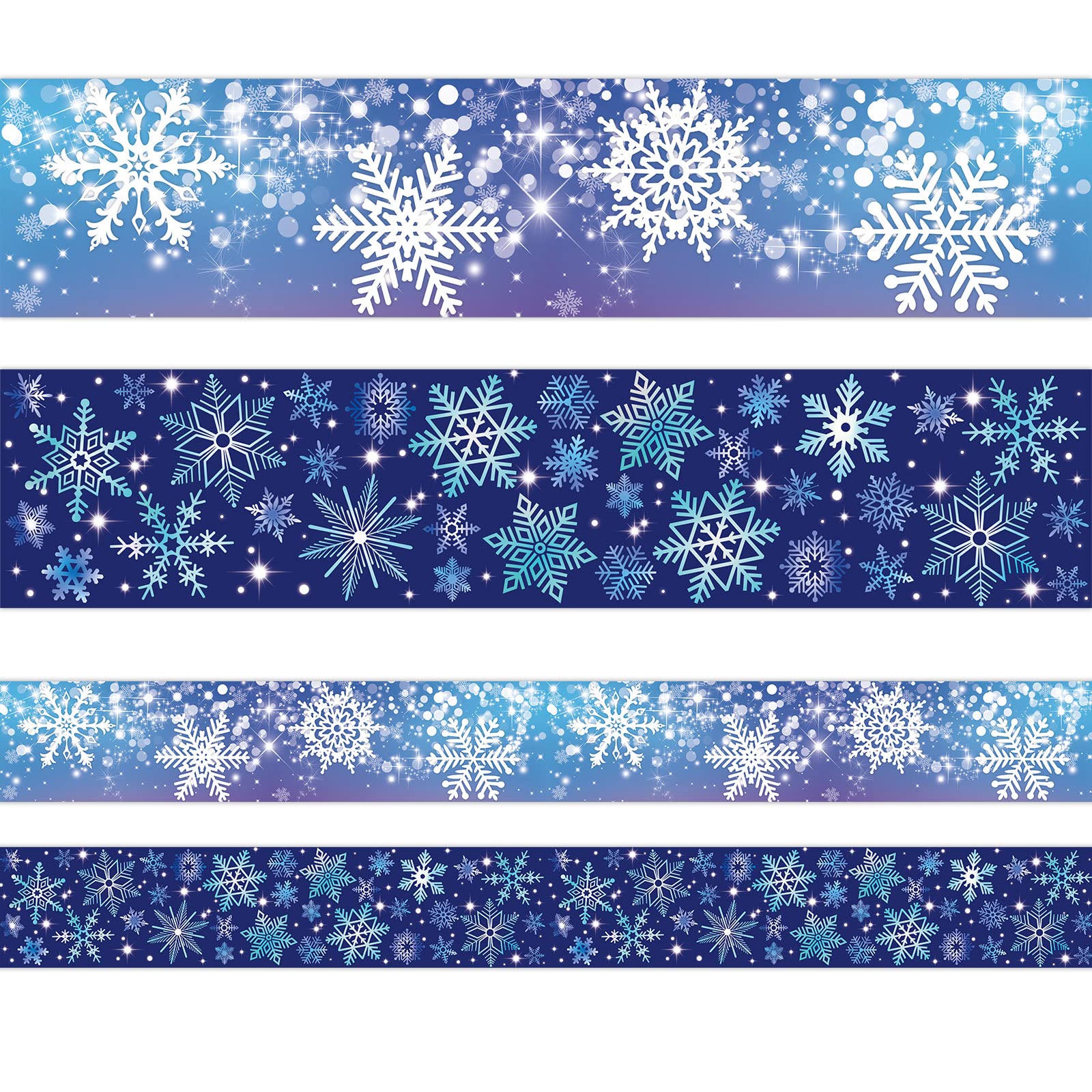 Snowflakes Bulletin Board Border 36Ft Straight Trim For Christmas Party Decoration Winter Themed Classroom 1 Roll
