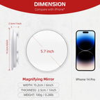 Round 30X Magnifying Mirror, 6 Inch Magnified Mirror With Three Mounting Suction Cups, Compact Magnifying Mirror And Tweezers, 3