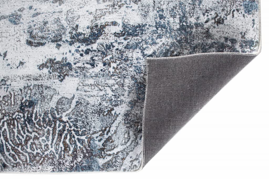 HomeRoots Grey/Blue Polyester 2’ x 7’ Gray Blue Abstract Galaxy Runner Rug