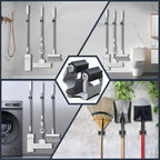3-H Mop And Broom Holder, Broom Hanger 10 Pack, Broom Holder Wall Mount For Hanging And Organizing Shovel,Rake,Brush,Yard Tools In Kitchen,Laundry Room,Bathroom,House(Black)