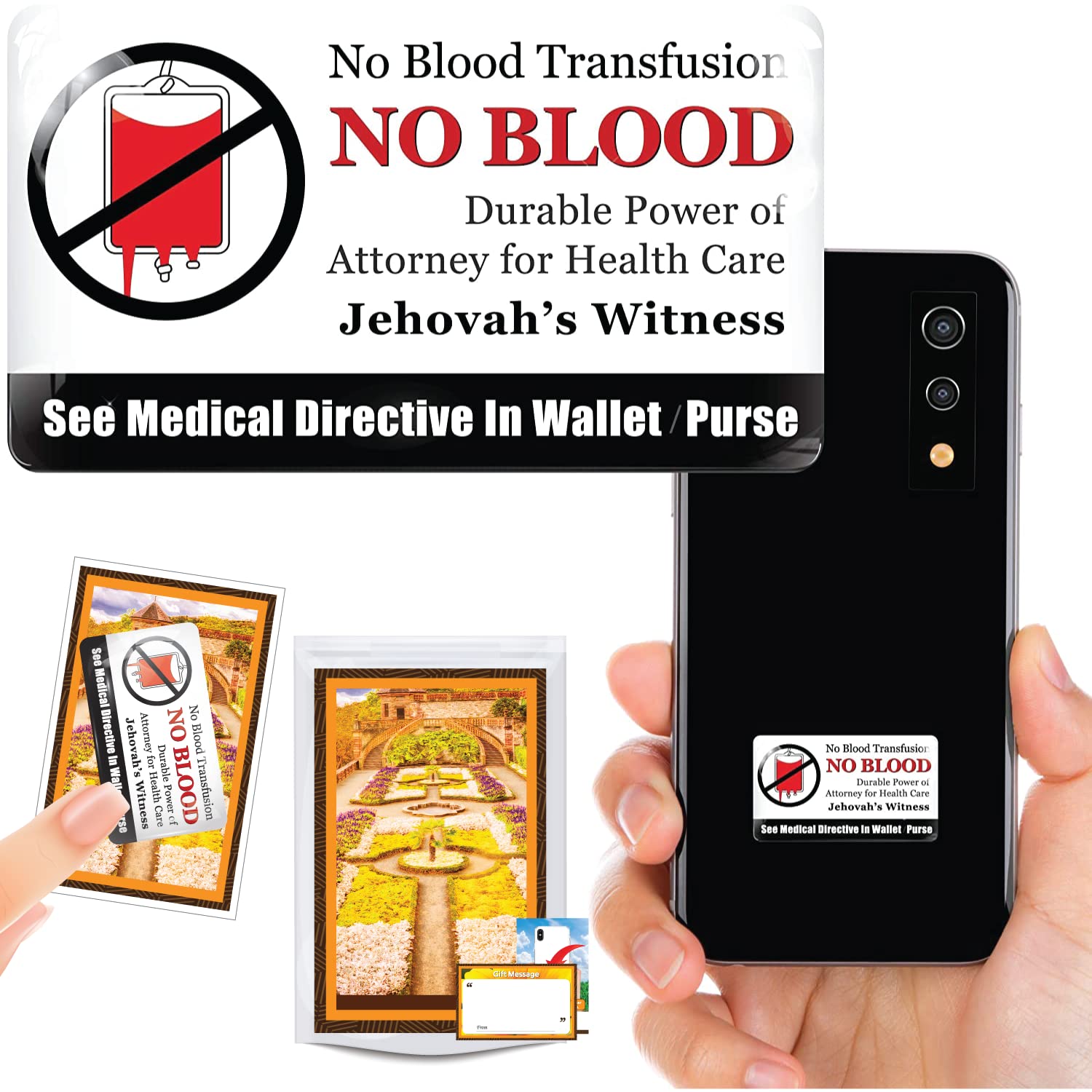 Vongsado -5Pcs- No Blood Transfusion Premium 3D Stickers - Accessories Of Cell Phone, Ministry Supplies - For Jw Gifts, Jehovah