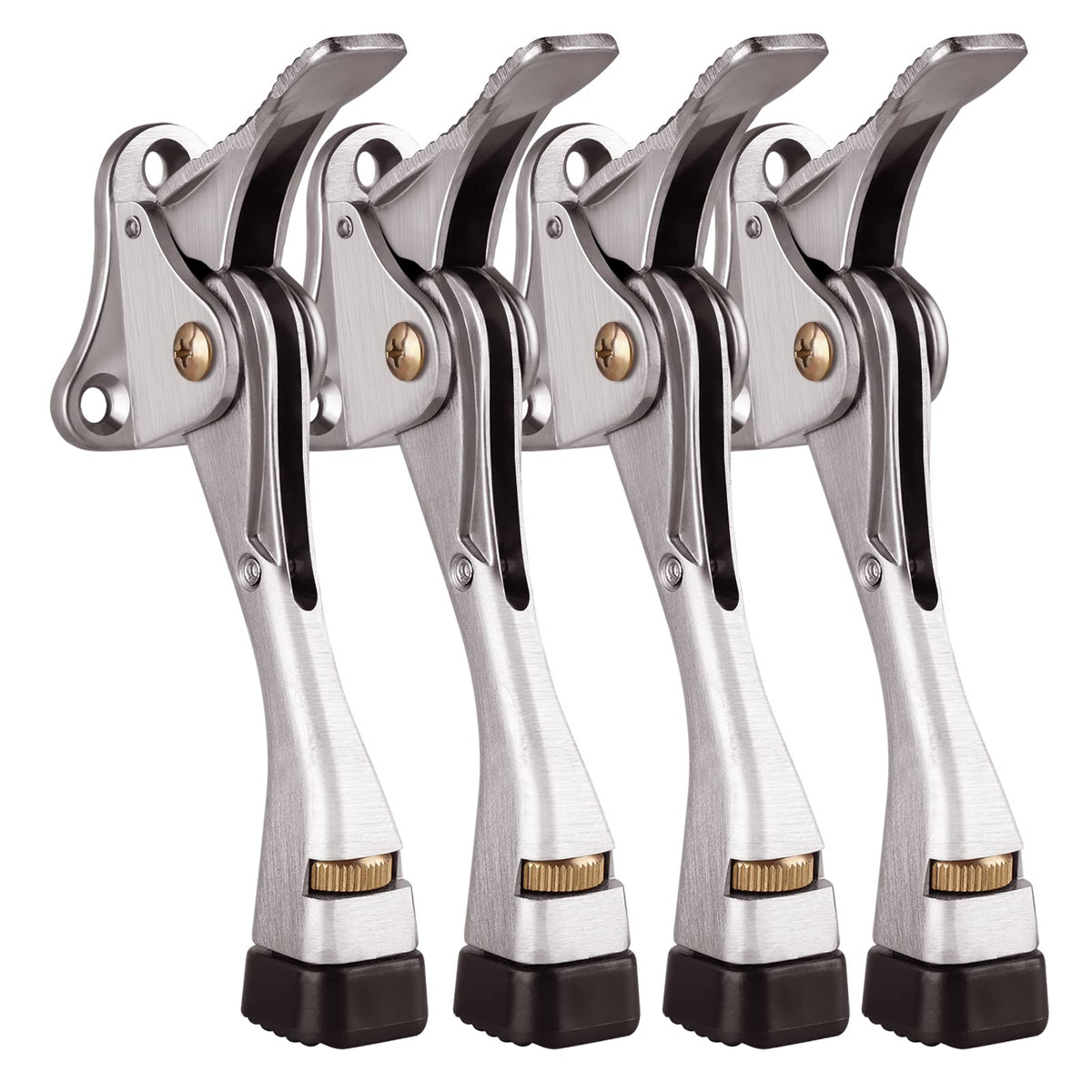 Gotega Door Stopper, 4 Packs Kickdown Door Stop With One Touch Adjustable Height And Rubber Tip 4 Inches, Door Stops