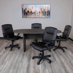 Flash Furniture Lake 5 Piece Rustic Gray Oval Conference Table Set With 4 Black Leathersoft-Padded Task Chairs