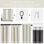 Shineland 100% Blackout Curtains Boho Short Length Window Curtains For Bedroom Bathroom,52 Wide X 45 Inch Long 2 Panels Set,Crea