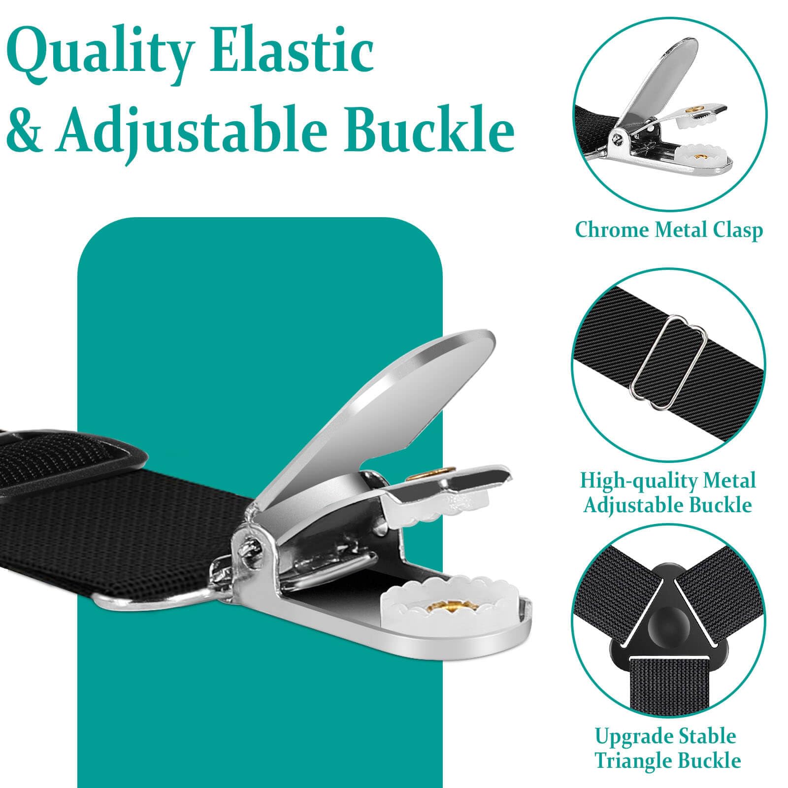 Tuyeabc Bed Sheet Holder Straps, Adjustable Elastic Bedsheet Fasteners, Mattress Corner Sheet Clips Stays Keepers, Fitted Sheet Straps, Upgraded Non-Slip Stability Triangle Buckle, Easy To Install