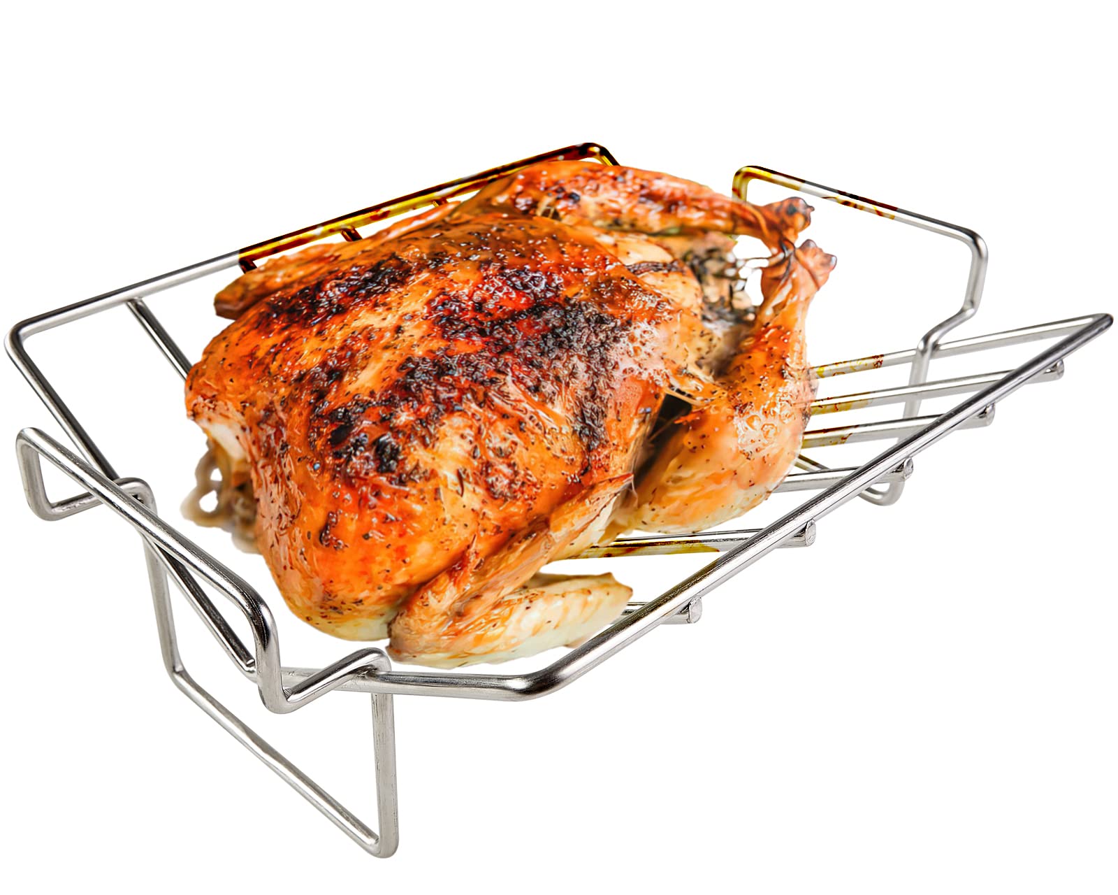 Stainless Steel V Rack For Roasting Turkey, Poultry Roaster Rack For Smoking And Grilling - Multi-Use Bbq Rib Rack For Green Egg