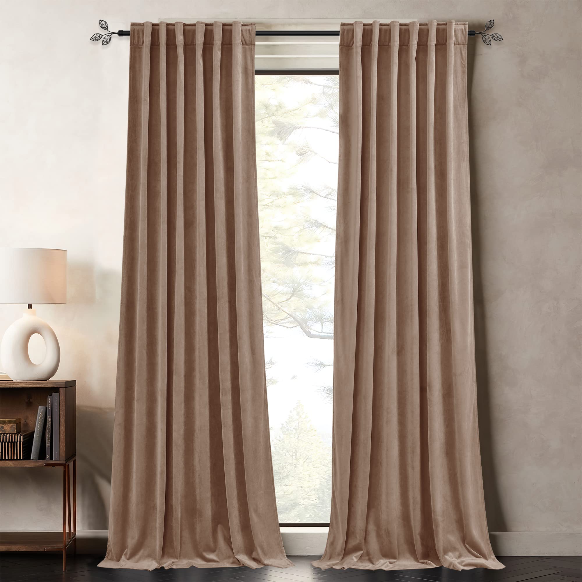Pony Dance Blush Velvet Curtains - Light Blocking Kids Curtains For Girls Bedroom Decor, Rod Pocket Back Tab Design Privacy Drap