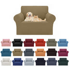 2025 New Stretch Chair Sofa Slipcovers Couch Cover For 1 Seater Furniture Protector Sofa Covers With Elastic Bottom Jacquard Fabric Small Checks For Pets, Kids - Tan