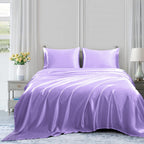 Homiest 4Pcs Satin Sheets Set Luxury Silky Satin Bedding Set With Deep Pocket, 1 Fitted Sheet + 1 Flat Sheet + 2 Pillowcases (Full Size, Lavender)