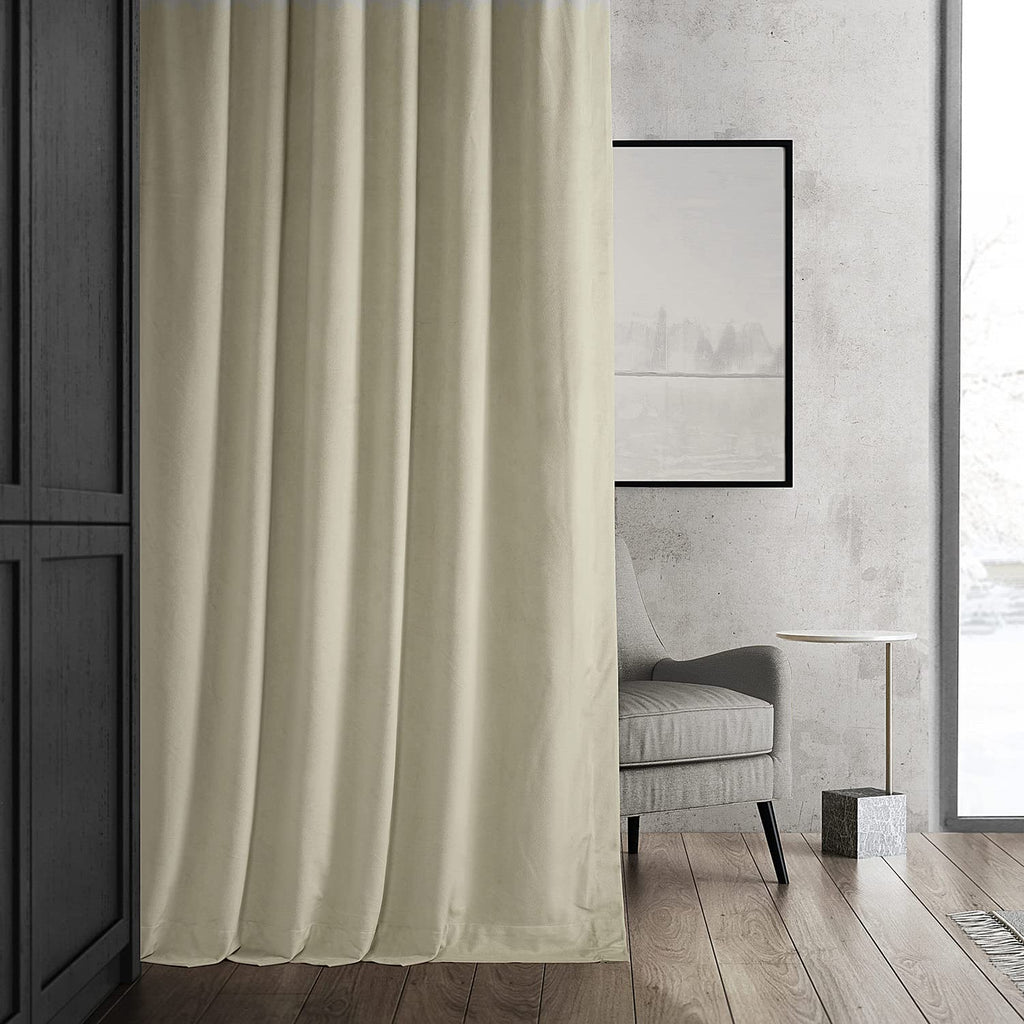 Hpd Half Price Drapes Signature Velvet Thermal Blackout Curtains For Living Room 96 Inch Long (1 Panel) Rod Pocket Insulated Blackout Curtains For Bedroom Window Curtains, 50W X 96L, Cool Beige
