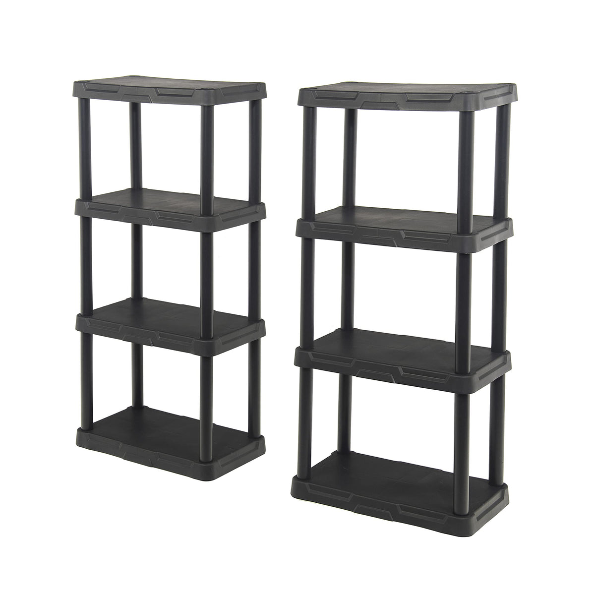 Black+Decker, 4-Tier Light Duty Storage Shelf, 50 Lbs/Shelf (47   H X 22.1   W X 14.3   D), Plastic Shelving Unit [2 Pack]